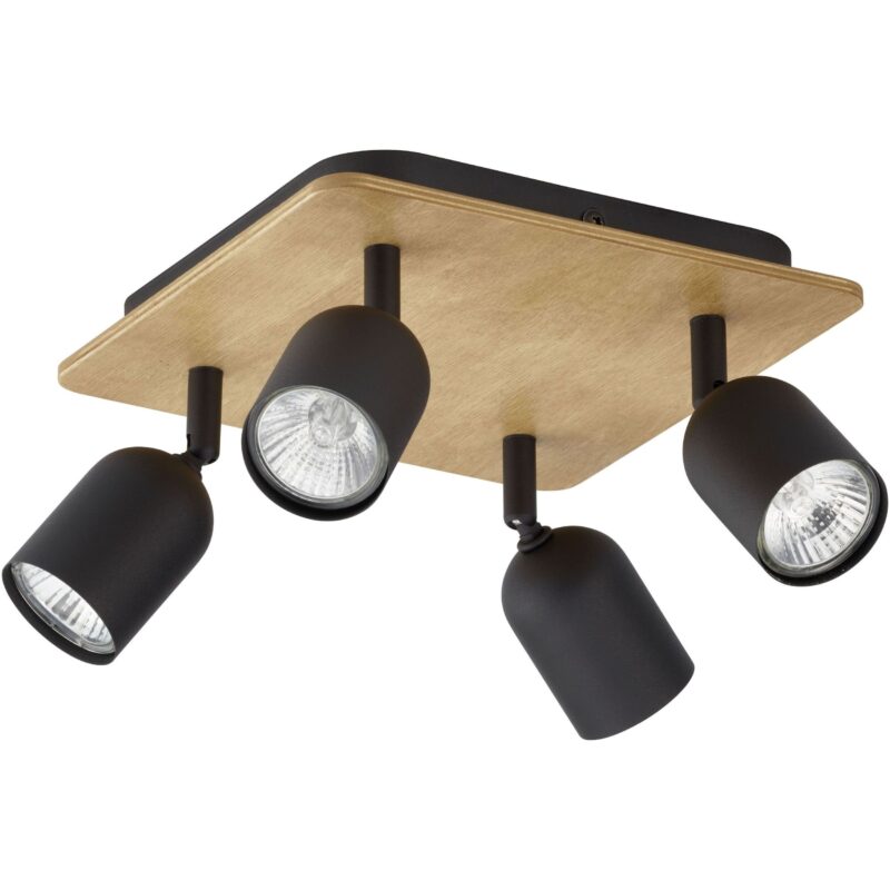 Lampa sufitowa TK Lighting Top Wood Czarny/Dąb x4