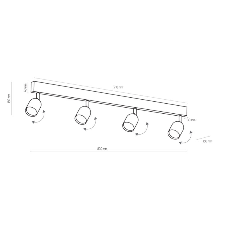 Lampa Sufitowa TK Lighting Top Black x4 - obrazek 3