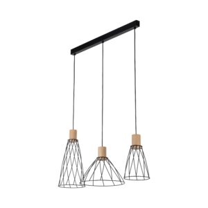 Lampa Wisząca TK Lighting Modesto Wood Sosna x3