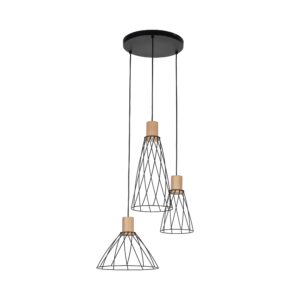 Lampa Wisząca TK Lighting Modesto Wood Sosna Koło x3
