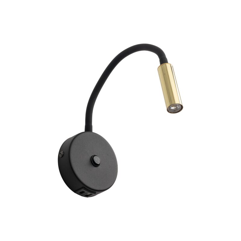Kinkiet TK Lighting Lagos Black/gold USB x1 - obrazek 4