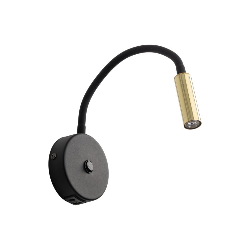 Kinkiet TK Lighting Lagos Black/gold USB x1 - obrazek 5