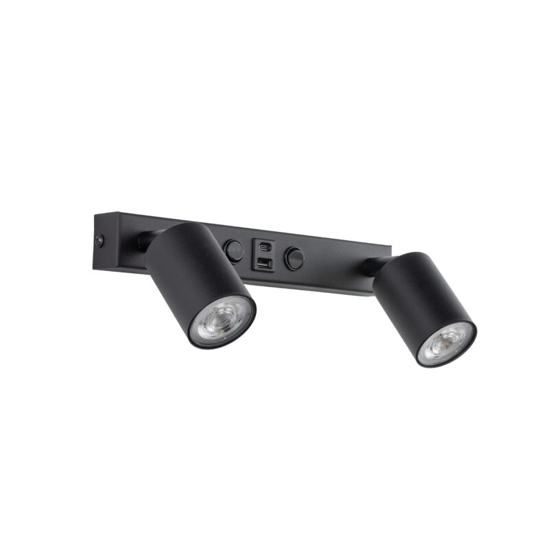 Kinkiet TK Lighting Top Black Z USB x2
