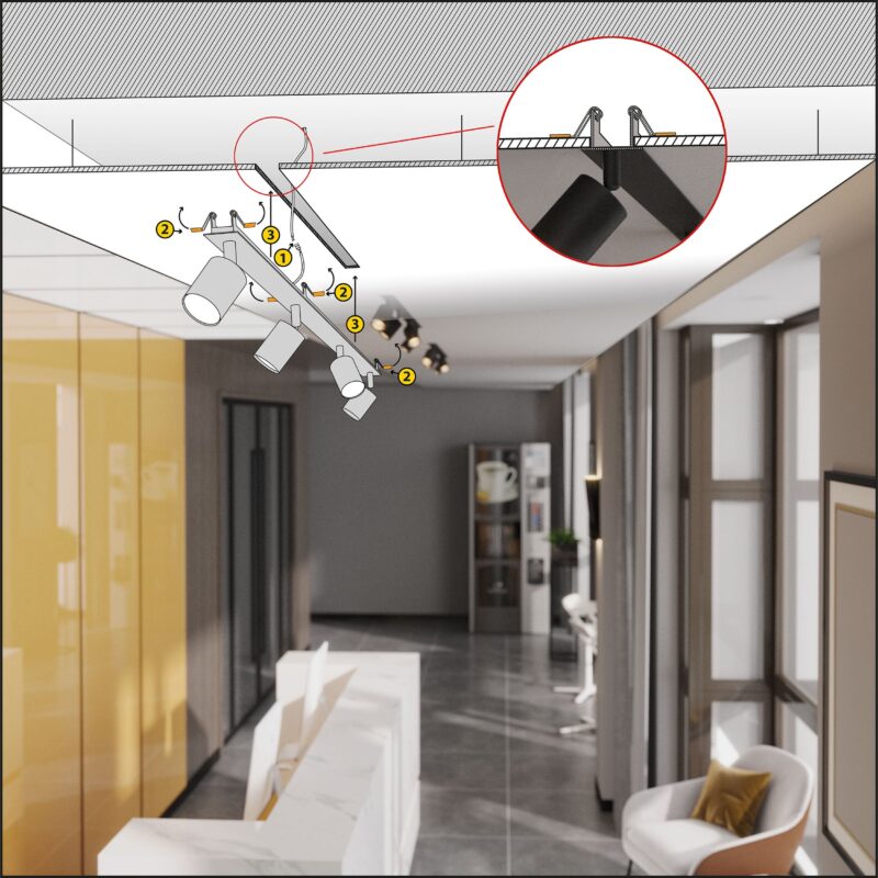 Lampa Sufitowa TK Lighting Nex Black Podtynkowa x4 - obrazek 4