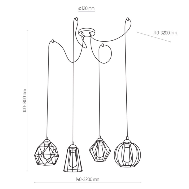 Lampa Wisząca TK Lighting Galaxy Pająk x4 - obrazek 4