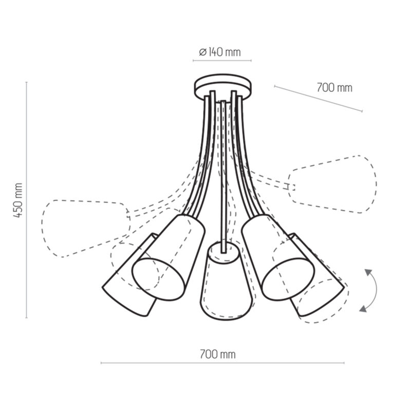 Lampa Sufitowa TK Lighting Wire Kids x5 - obrazek 4