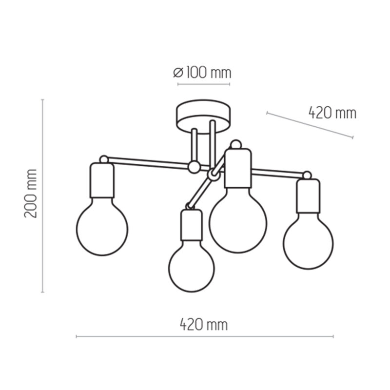 Lampa Sufitowa TK Lighting Retro Czarna/Patyna x4 - obrazek 4
