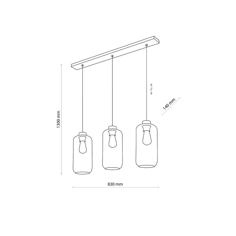 Lampa Wisząca TK Lighting Marco Graphite Listwa Czarny x3 - obrazek 6