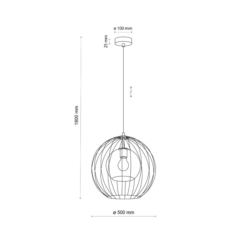 Lampa Wisząca TK Lighting Universo Black 500 x1 - obrazek 3