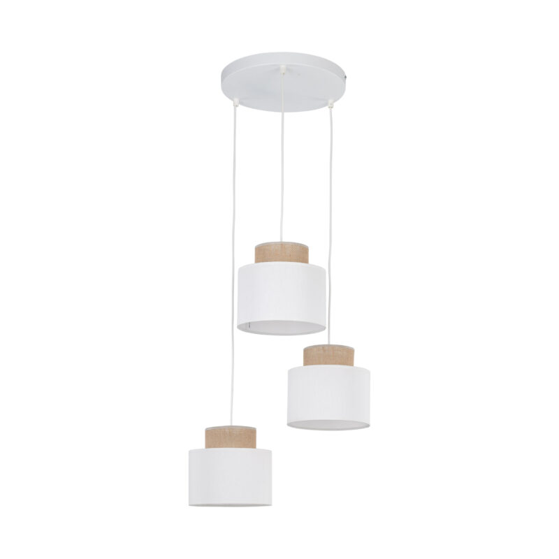 Lampa Wisząca TK Lighting Duo White Juta Koło x3