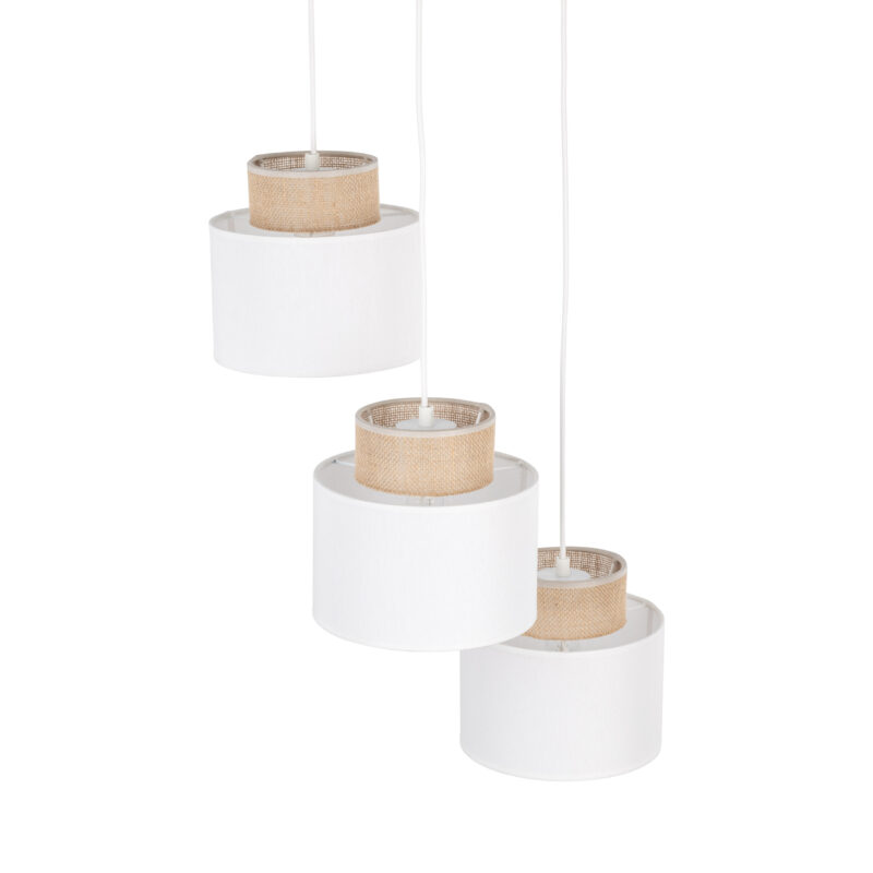 Lampa Wisząca TK Lighting Duo White Juta Koło x3 - obrazek 3