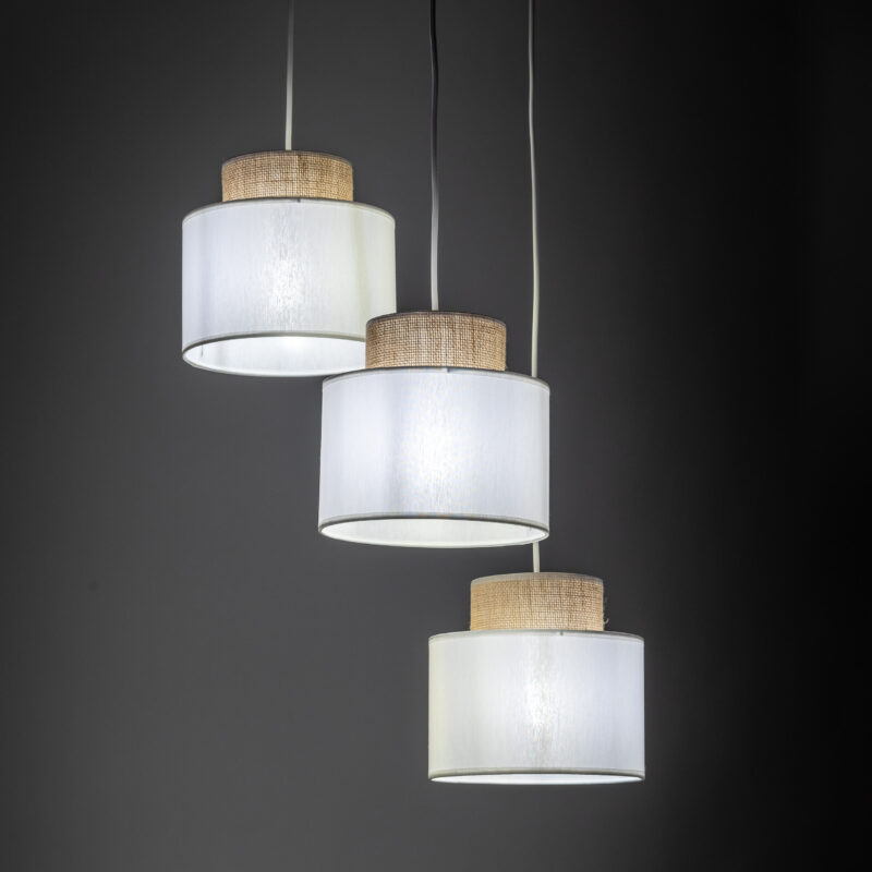 Lampa Wisząca TK Lighting Duo White Juta Koło x3 - obrazek 5