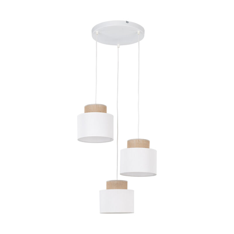 Lampa Wisząca TK Lighting Duo White Juta Koło x3 - obrazek 6