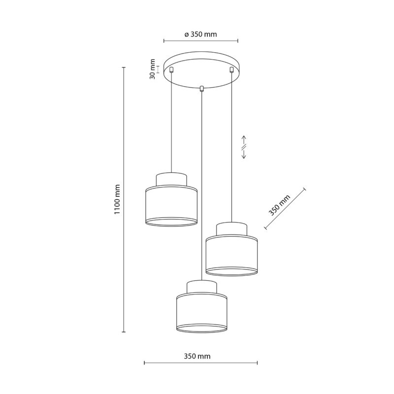 Lampa Wisząca TK Lighting Duo White Juta Koło x3 - obrazek 7