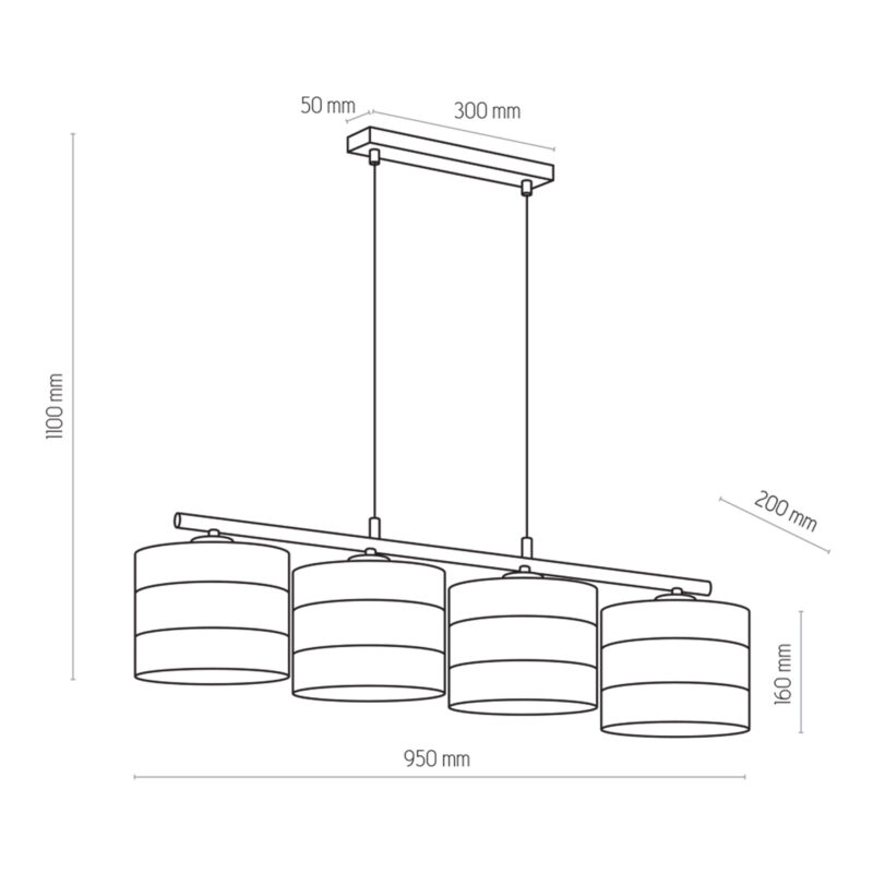 Lampa Wisząca TK Lighting Tago Black x4 - obrazek 3