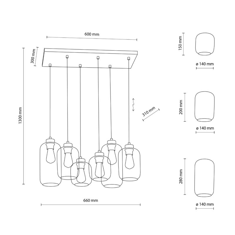 Lampa Wisząca TK Lighting Marco Green x6 - obrazek 7