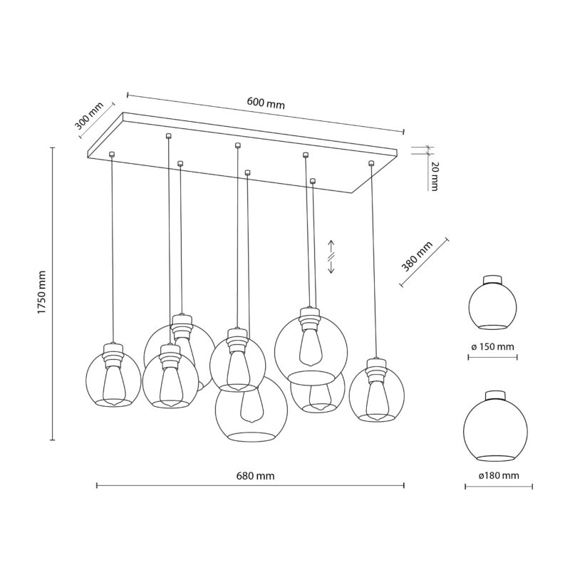 Lampa Wisząca TK Lighting Cubus Graphite x8 - obrazek 14