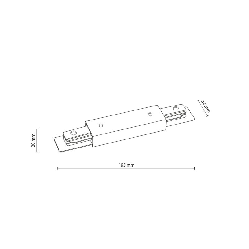 System szynowy TK Lighting Tracer Black Łącznik Prosty Z Podłączeniem Zasilającym - obrazek 3