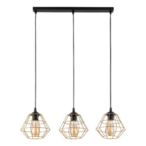 Lampa Wisząca TK Lighting Diamond New Black/gold Listwa x3