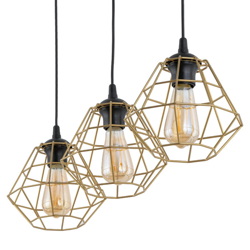 Lampa Wisząca TK Lighting Diamond New Black/gold Listwa x3 - obrazek 3