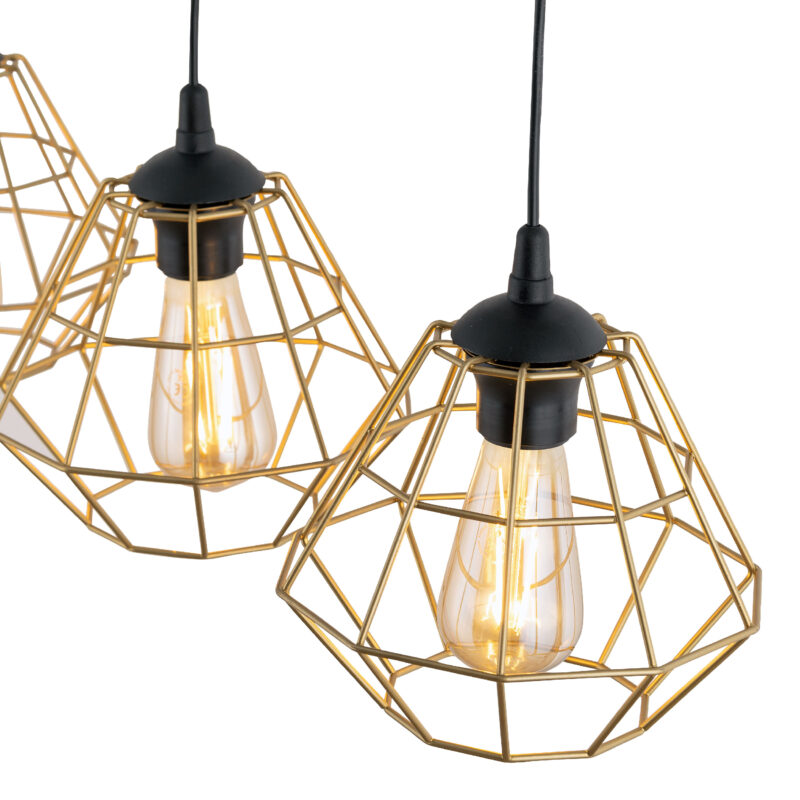Lampa Wisząca TK Lighting Diamond New Black/gold Listwa x3 - obrazek 6