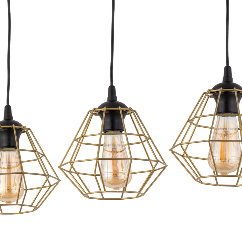 Lampa Wisząca TK Lighting Diamond New Black/gold Listwa x3 - obrazek 7