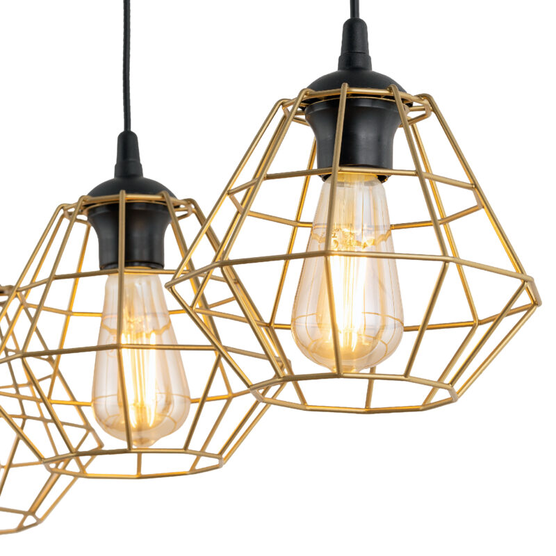 Lampa Wisząca TK Lighting Diamond New Black/gold Listwa x3 - obrazek 8