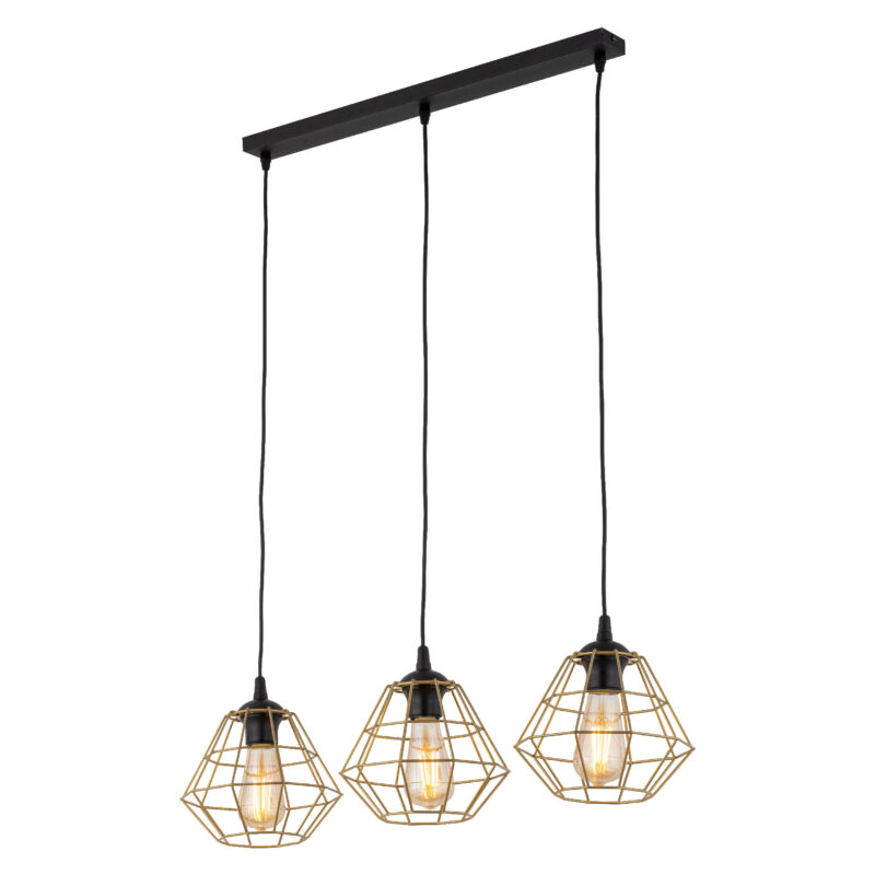 Lampa Wisząca TK Lighting Diamond New Black/gold Listwa x3 - obrazek 9