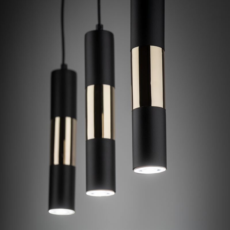 Lampa Wisząca TK Lighting Vivien Black/gold Listwa x3 - obrazek 3