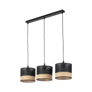 Lampa Wisząca TK Lighting Paglia New Black Listwa x3