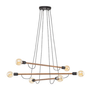 Lampa Wisząca TK Lighting Helix Wood Orzech x6