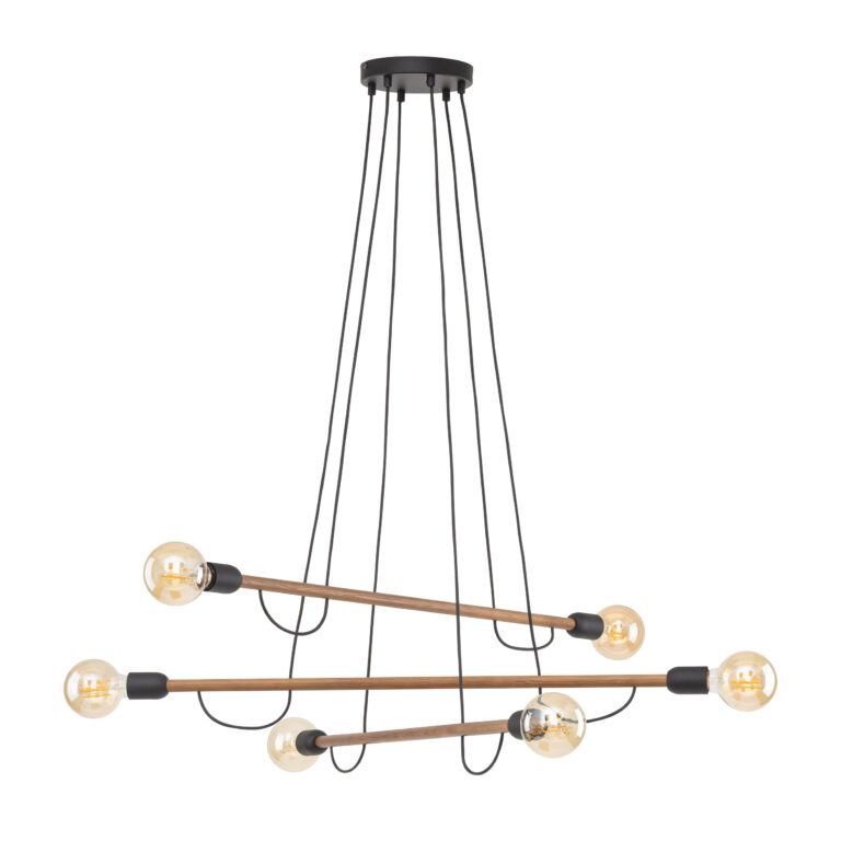 Lampa Wisząca TK Lighting Helix Wood Orzech x6