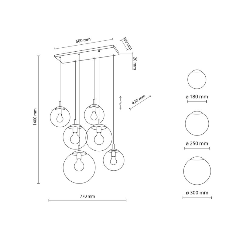 Lampa Wisząca TK Lighting Esme Graphite x6 - obrazek 5
