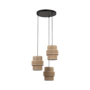 Lampa Wisząca TK Lighting Calisto Juta Koło x3