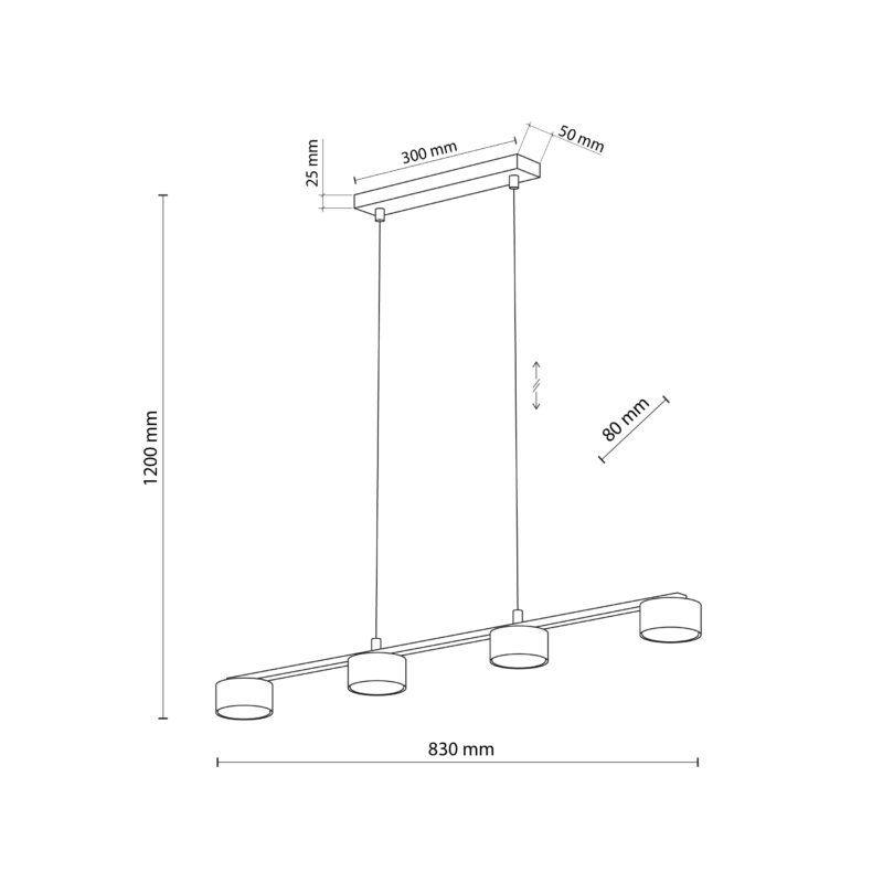 Lampa Wisząca TK Lighting Dallas Black + GX53 x4 - obrazek 6