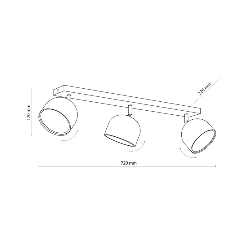Lampa Sufitowa TK Lighting Altea Black + Żarówki x3 - obrazek 5