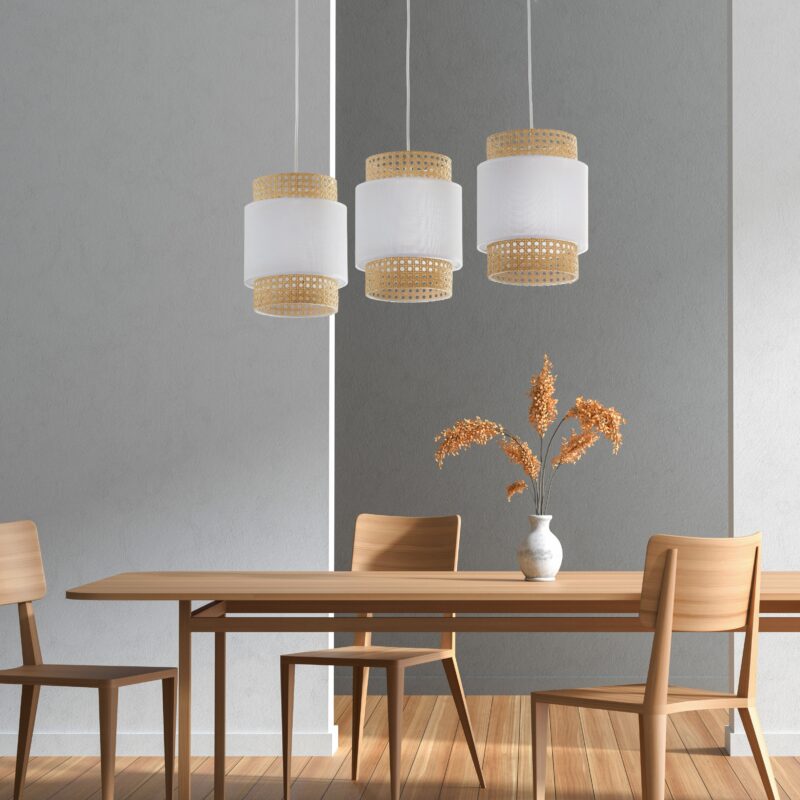 Lampa Wisząca TK Lighting Boho White Listwa x3 - obrazek 3