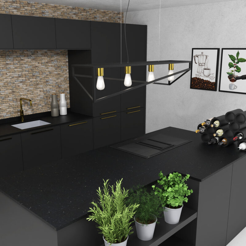 Żyrandol Luminex Gote Black/gold x4 - obrazek 4