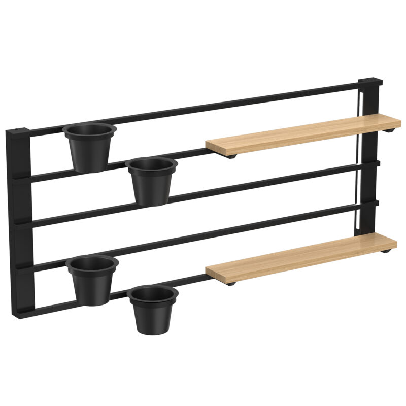 Półka z Oświetleniem Luminex X Flower Pots And X LED Decoration Light, Black/natural Wood x4