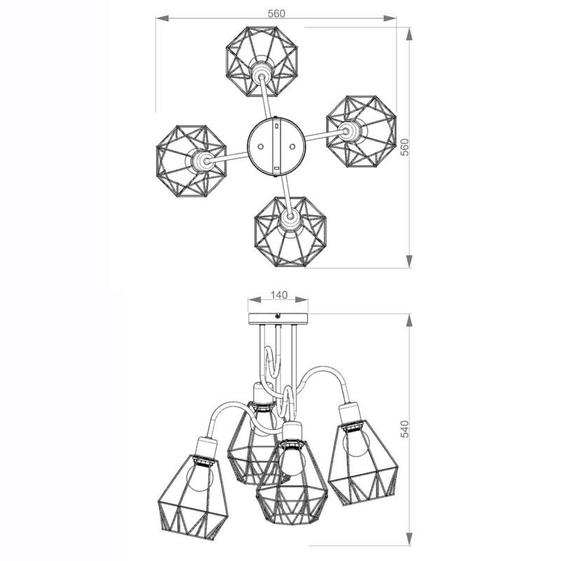 Plafon Luminex Bergen czarny x4 - obrazek 5