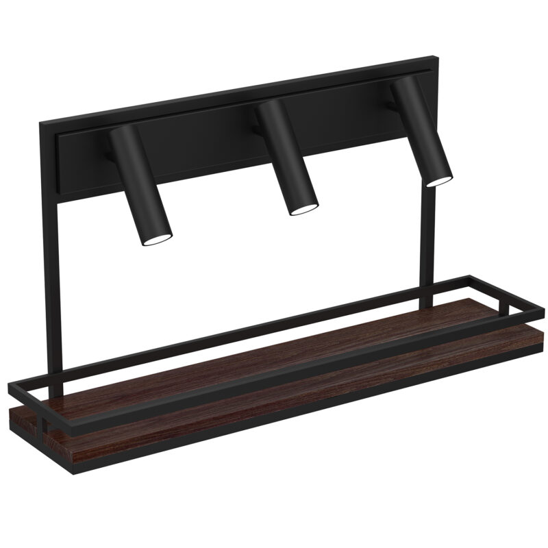 Kinkiet Luminex Półka Black/dark Wood x3