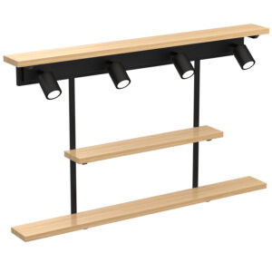 Kinkiet Luminex /półka 3x Shelf Black/natural Wood x4