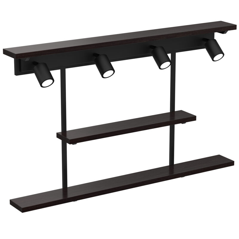 Kinkiet Luminex /półka 3x Shelf Black/black Wood x4