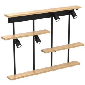 Kinkiet Luminex /półka 4x Shelf Black/natural Wood x4