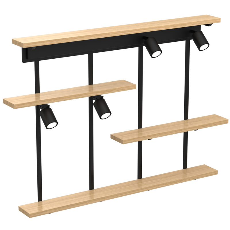 Kinkiet Luminex /półka 4x Shelf Black/natural Wood x4