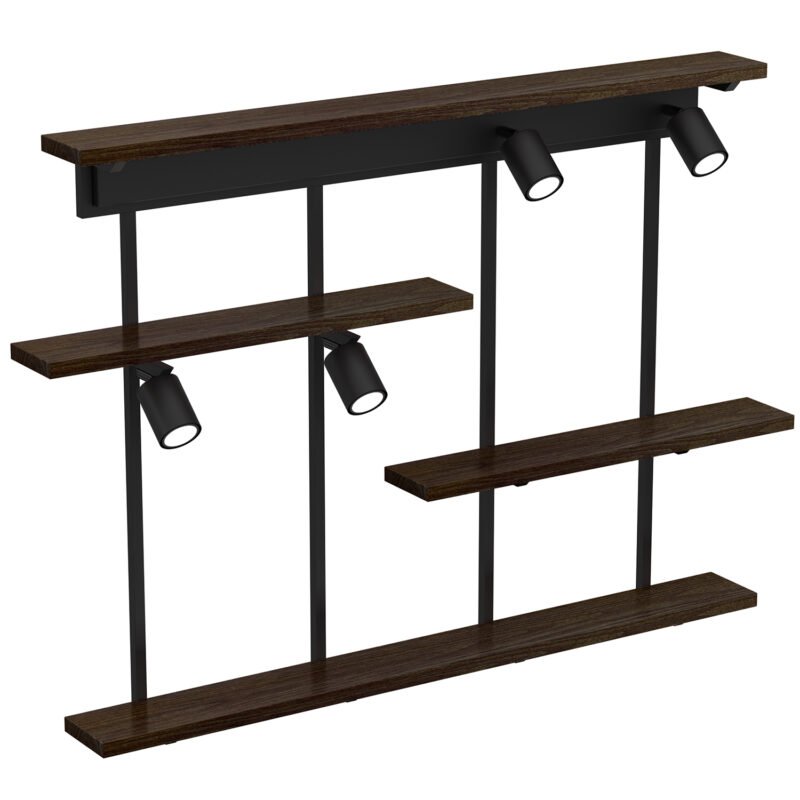 Kinkiet Luminex /półka 4x Shelf Black/dark Wood x4