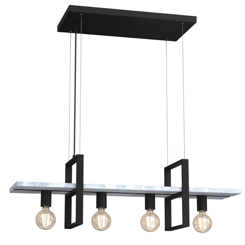 Żyrandol Luminex Shelf Black/white Wood x4