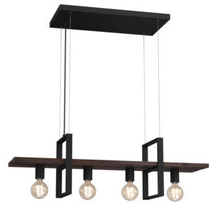 Żyrandol Luminex Shelf Black/dark Wood x4