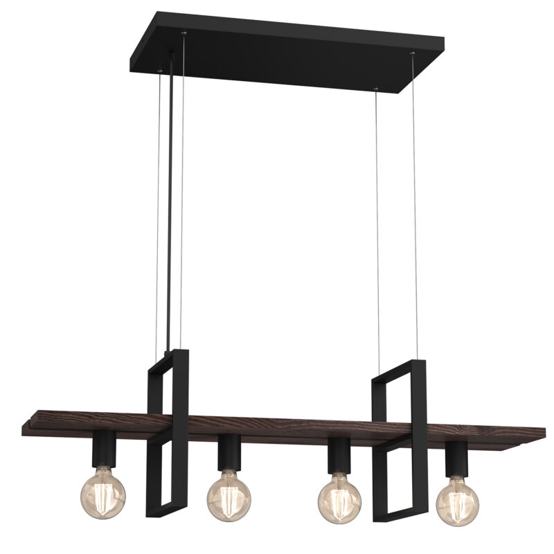 Żyrandol Luminex Shelf Black/dark Wood x4