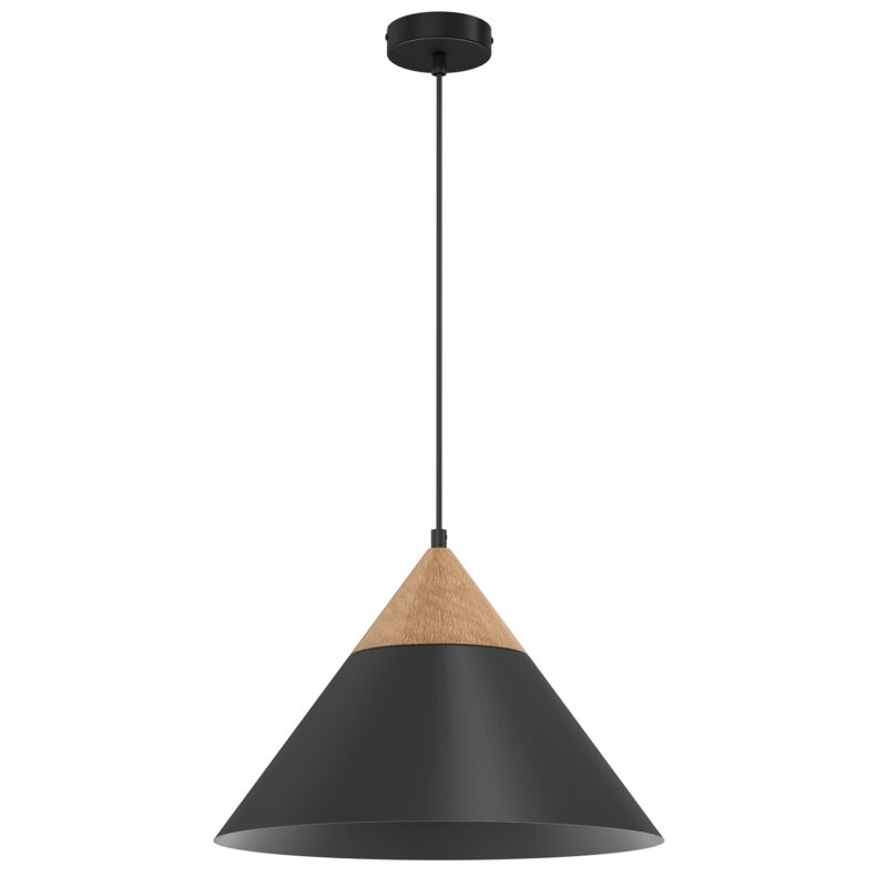 Żyrandol Luminex Single Black/natural Wood x1